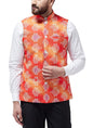SOJANYA (Since 1958 Men's Cotton Blend Orange & Off White Printed Nehru Jacket, Size: 44