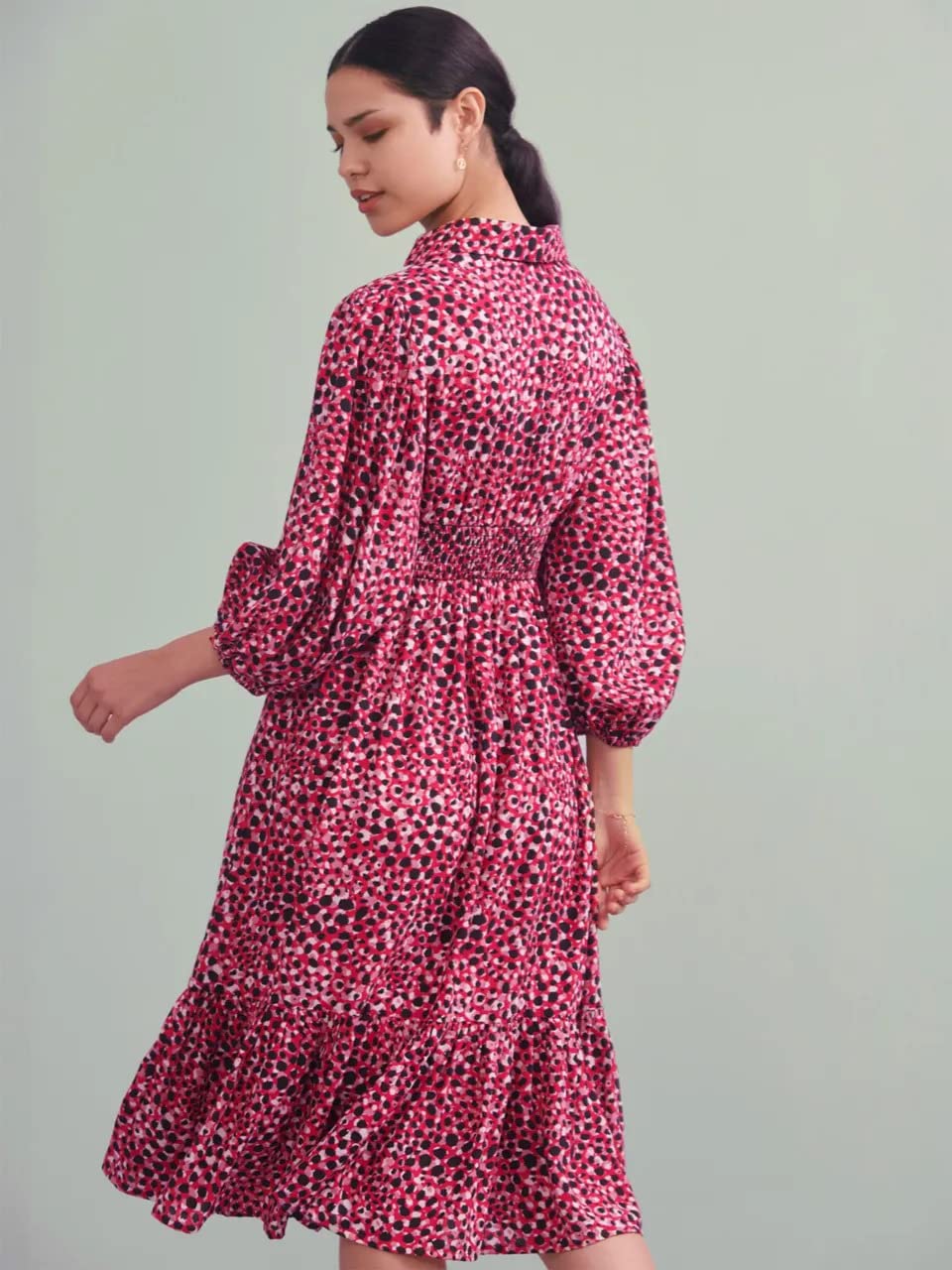 Greciilooks Womens Rayon A-Line Regular Fit Dress (Pink, Medium)