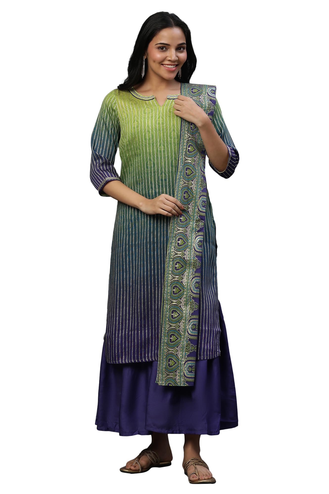 Aurelia Women'S Linen Blend Set (23Auas14695-507541_Greenable Green