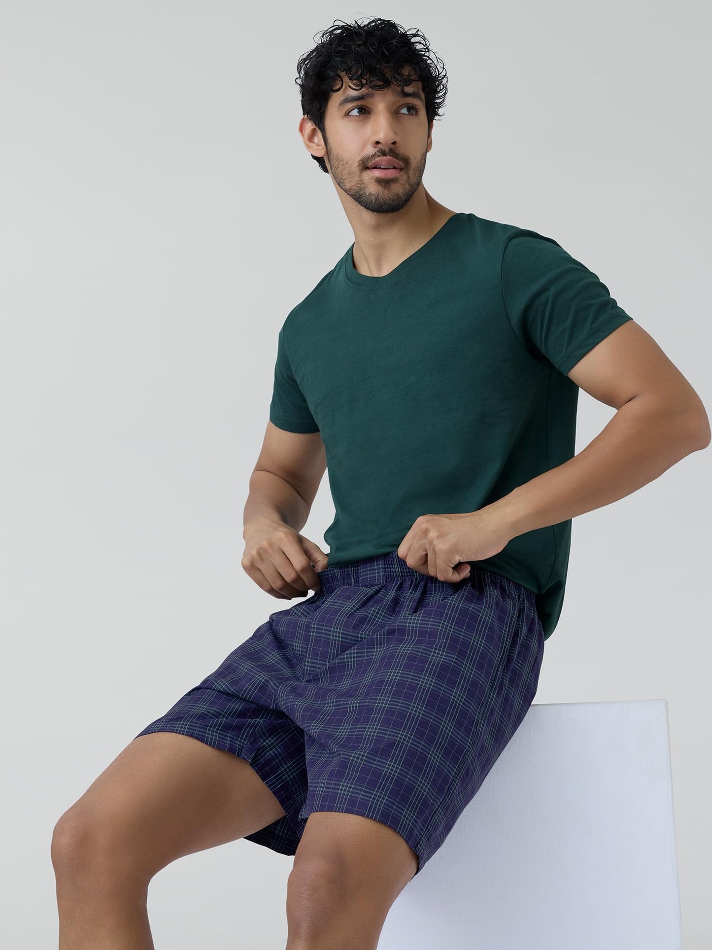 XYXX Mens Super Combed Cotton Checkmate Boxer Shorts Elasticated Waist, Drawstring | Loungewear for Men Pack of 2 (XL; Jet Blac
