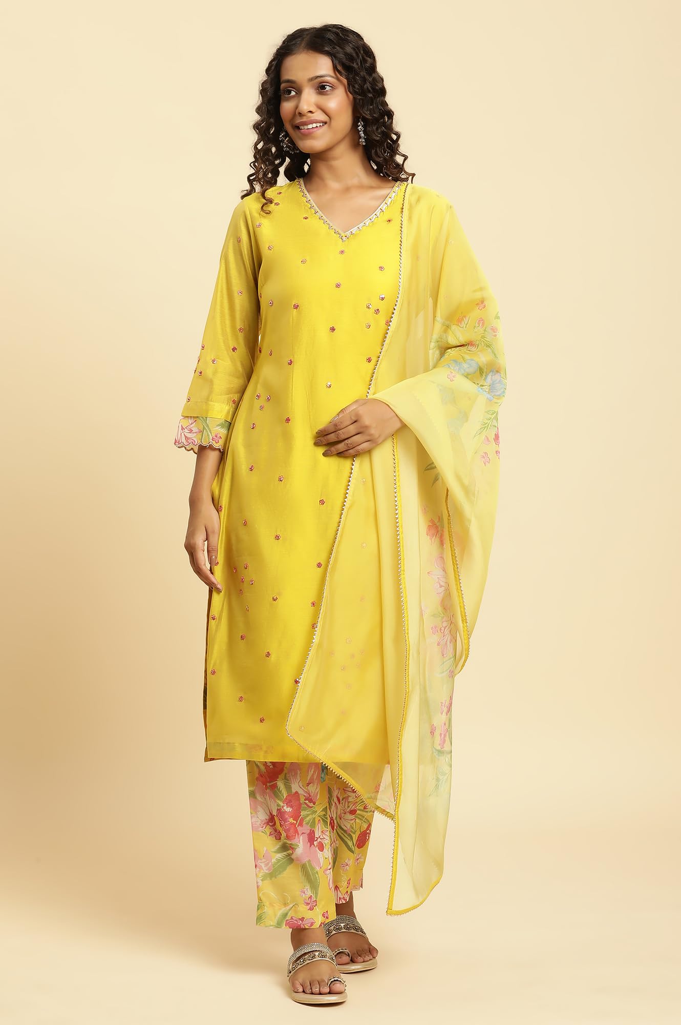 W for Woman Women Viscose Kurta Set with Dupat