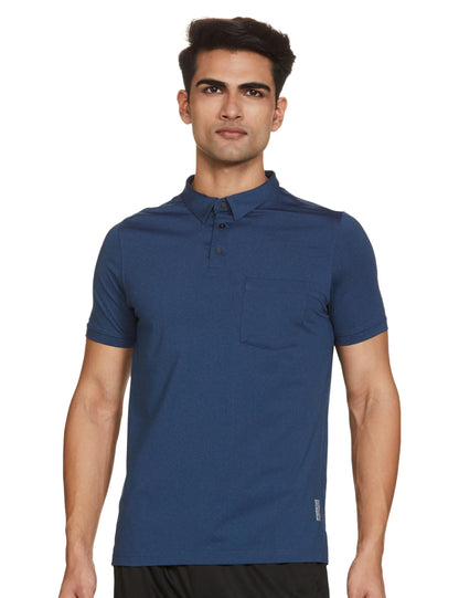 Turtle Men Poly Spandex Melange Slim Fit Solid Polo Tshirt
