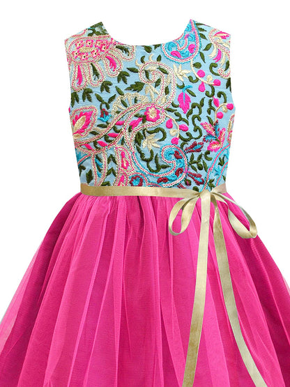 A.T.U.N. (ALL THINGS UBER NICE) Girls Embroidered Birthday Party Frock Dress