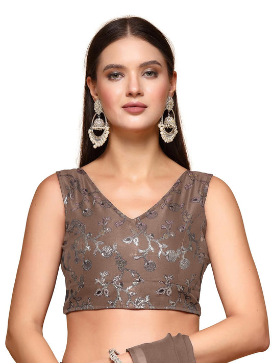 Oomph! Readymade Blouse For Women, Brocade, Sleeveless, V-Neck, Rbbl691