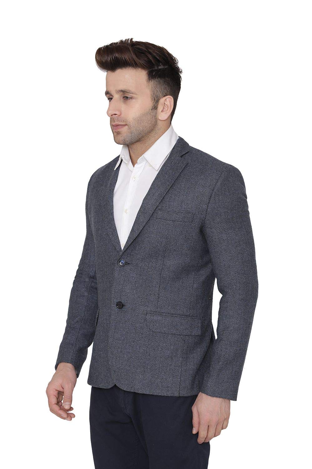 WINTAGE Mens Tweed Casual and Festive Blazer Coat Jacket : Blue