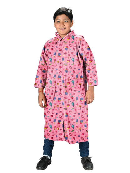 Lux Venus Boys Printed Raincoat With School Bag Cover