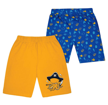 Kyda Kids 100% Cotton Printed Shorts For Boys And Girls - Multicolor Shorts Fo Unisex Kids (Pack Of 2)