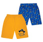 Kyda Kids 100% Cotton Printed Shorts For Boys And Girls - Multicolor Shorts Fo Unisex Kids (Pack Of 2)
