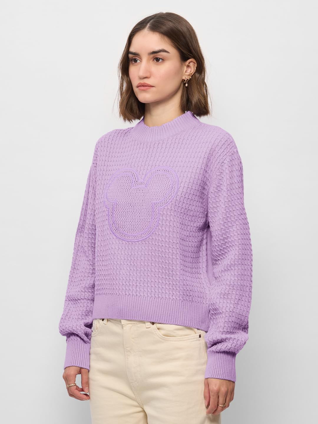 The Souled Store Official Mickey Mouse : Ombre Oversized Front Zip Knitted Sweaters for Womens and Girls