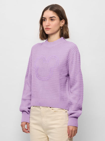 The Souled Store Official Mickey Mouse : Ombre Oversized Front Zip Knitted Sweaters for Womens and Girls