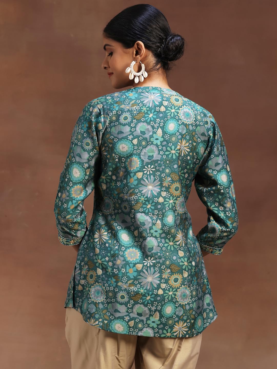 Libas WomenS Silk Blend Printed A-Line Kurtis (29109O_Green