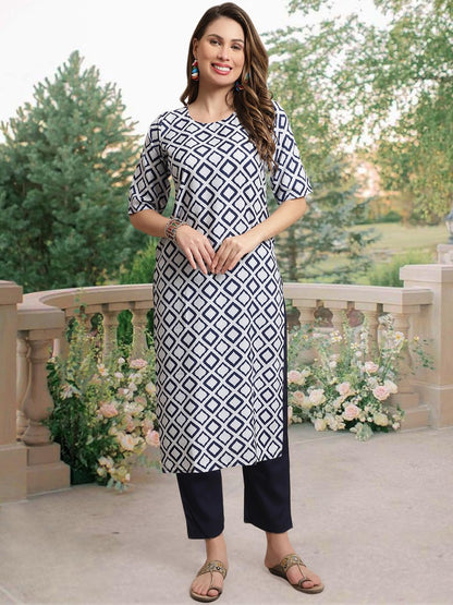 Tee Projekt Crepe Printed Kurti & Pant Set For Women Ethnic Wear Casual Wear Kurta Set