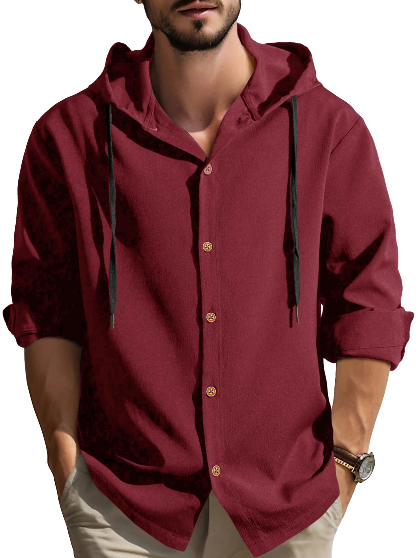 Noble Monk MenS Regular Fit Shirt (Sh_Cap_Wine Reed