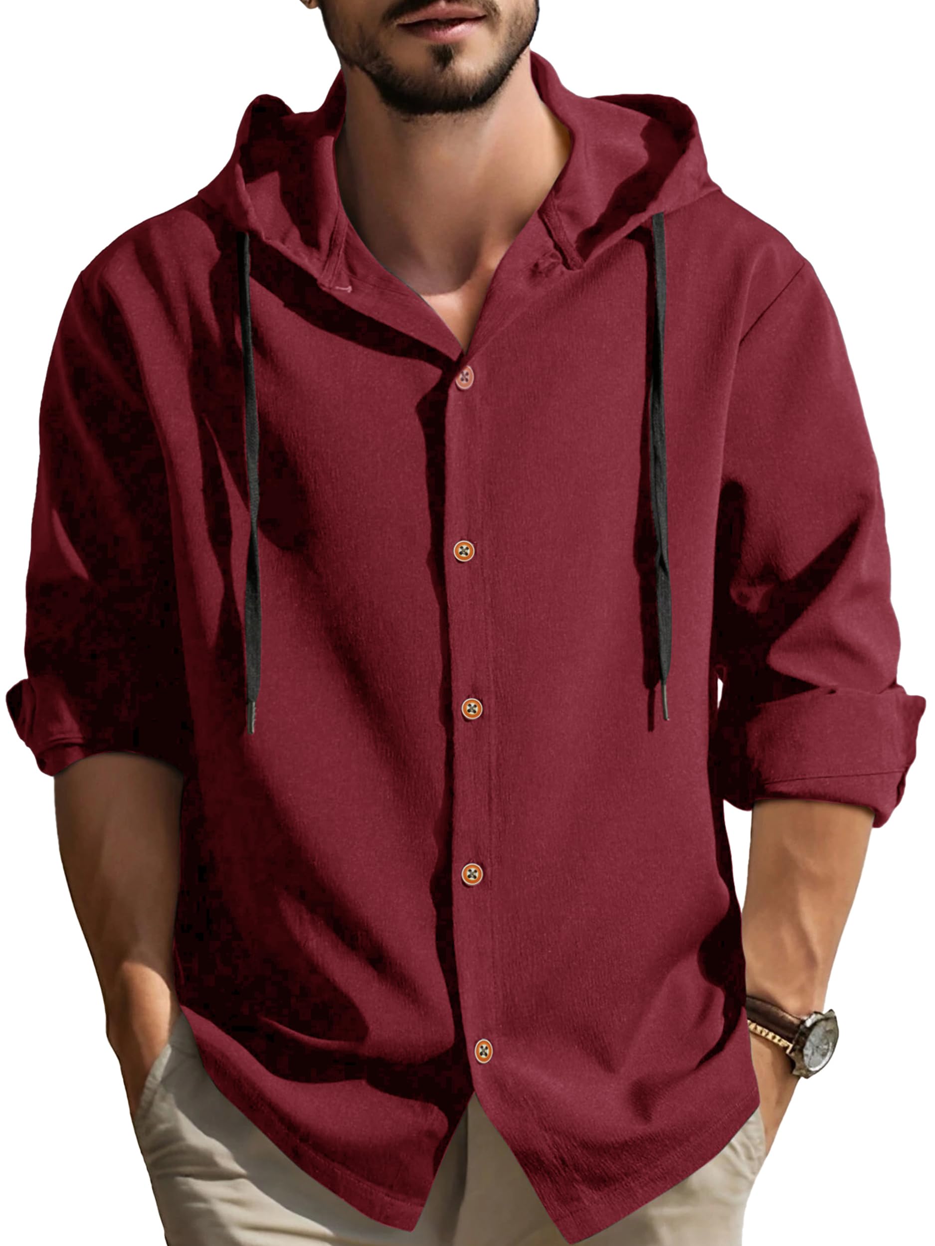 Noble Monk MenS Regular Fit Shirt (Sh_Cap_Wine Reed