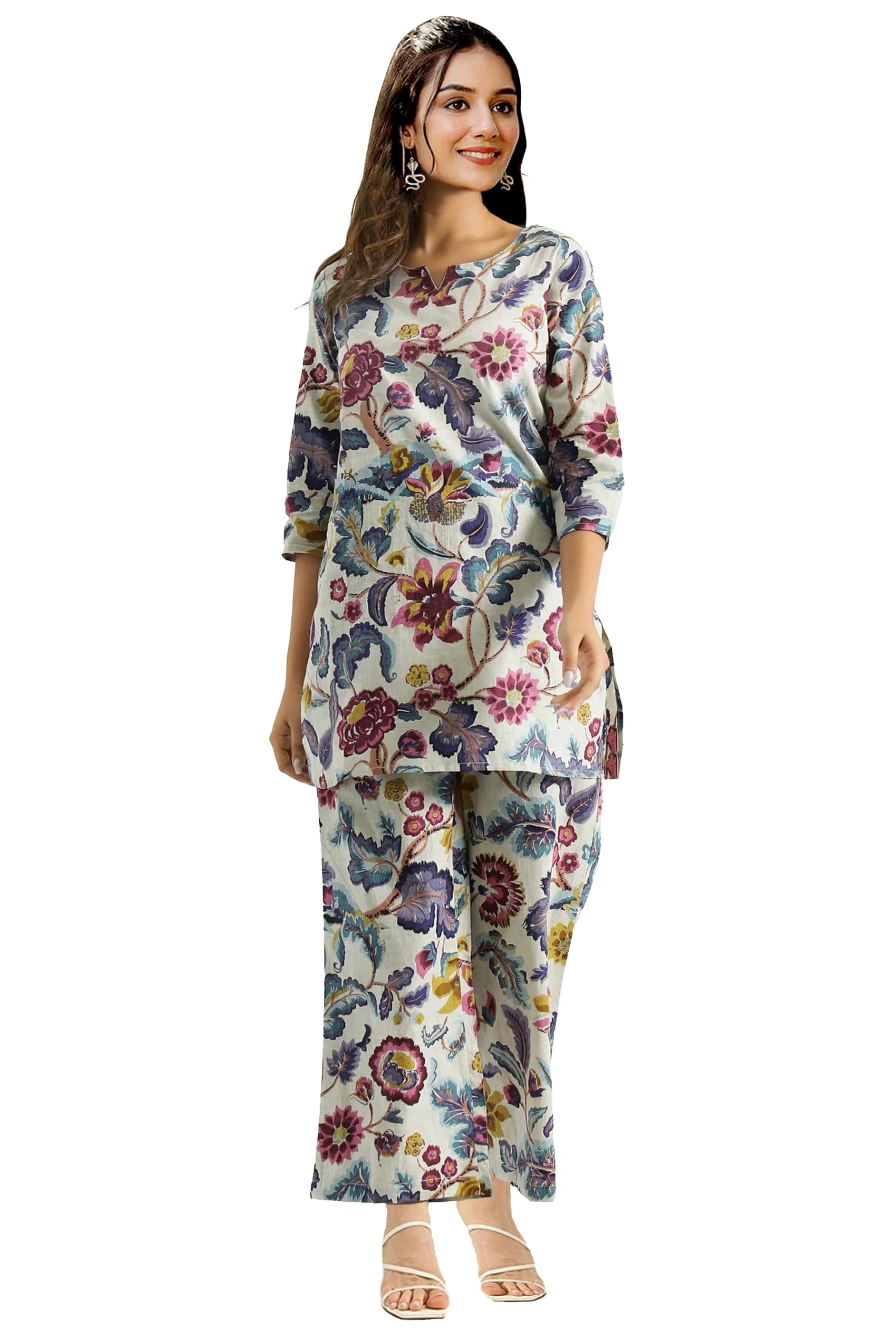 Toochki WomenS Multi Color Floral Printed Rayon Stitched Kurta & Kurtis | Kurti Set For Women | A Line Kurti Set | 3/4 Sleeve K