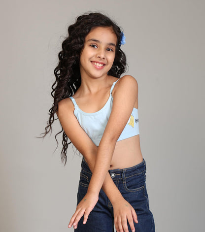 Kyda Kids Girls Antibacterial Cotton Printed Non Padded, Beginners Bra For Girls (Pack Of 3)