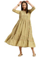 rangita Green Cotton Calf Length Embroidered Anarkali Kurti for Women | Kurta for Women