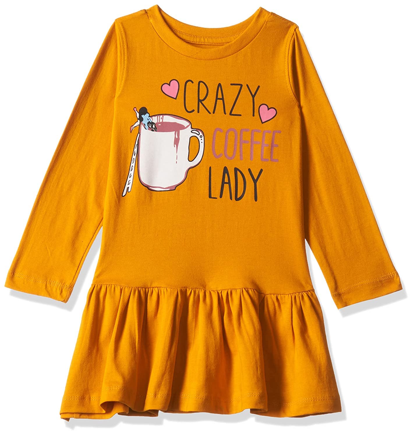 T2F Girls Cotton A-Line Knee-Length Casual Dress (GLS-DRZ-05_Mustard