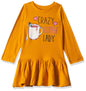 T2F Girls Cotton A-Line Knee-Length Casual Dress (GLS-DRZ-05_Mustard