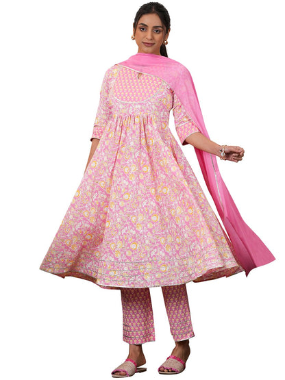 Libas WomenS Cotton Kurta Sets (35242_Pink