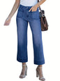 Shasmi Girls & Womens Blue Mid-Rise Straight Leg Jeans Comfortable Stretch Denim, Casual Wear, Versatile Style with Pockets, 2