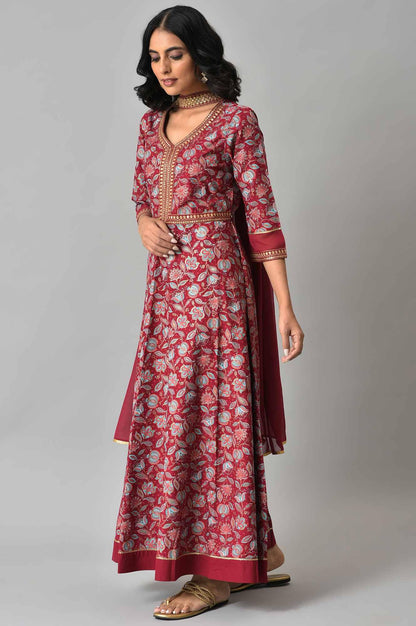 Aurelia WomenS Rayon A-Line Ankle Length Dress (23Auas13516-506029_Maroon