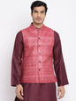 Fabindia Men Silk Regular Fit Nehru Jacket Pink_XS