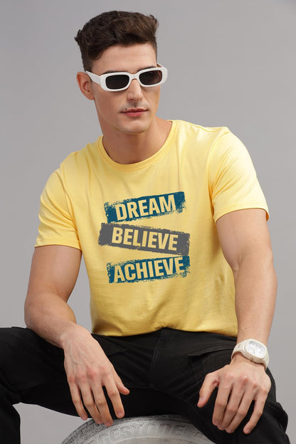 ADRO Men's Solid Regular Fit T-Shirt (RN24-DBA-LY_Light Yellow