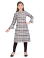 Aarika Girl's Cotton Cut-Out Knee-Long Dress (KL-TR-TC-4-GREY-BLACK-32)