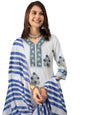 Tee Projekt WomenS Cotton Blend Floral Printed Straight Kurta Pant With Dupatta Set Ll V Neck Kurta Set White