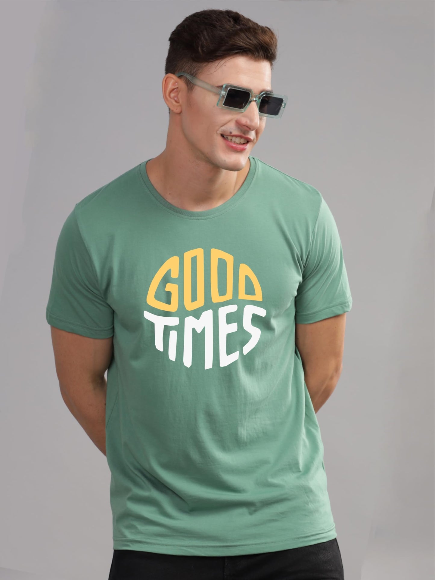 ADRO Mens Printed T Shirt - Premium Cotton Graphic Printed Tshirt - Pista T-Shirt - RN24-TIME-PT