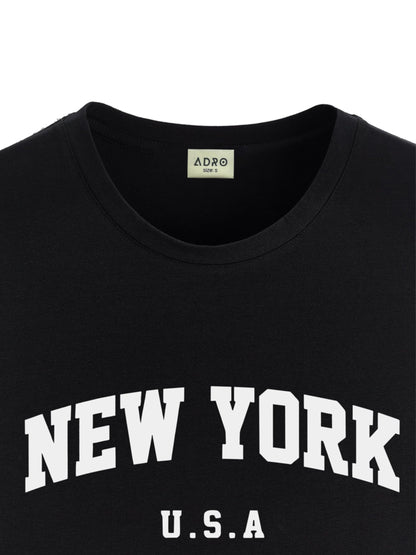 ADRO Mens Solid Regular Fit T-Shirt (RN24-NEW-BL_Black