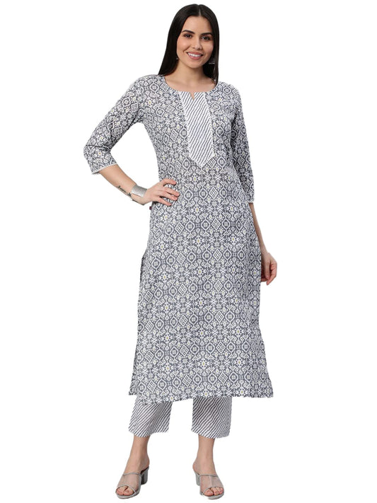 ANNI DESIGNER Women Cotton Blend Regular Kurta with Pant