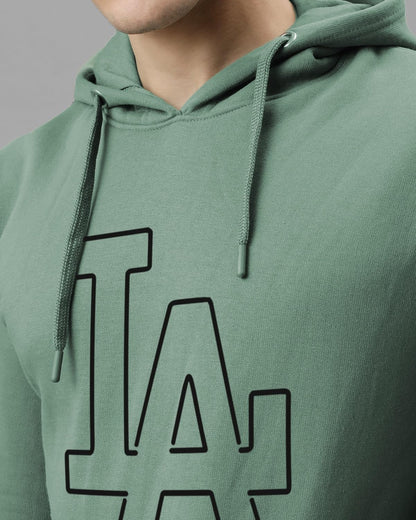 ADRO Men's Cotton Neck Hooded Sweatshirt (H24-LA-PT_Pista