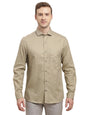 Turtle Men 100% Cotton Slim Fit Brown Printed Full Sleeve Formal Shirt