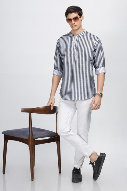 Be Active MenS Stripes Cotton Blend Short Kurta With Mandarin Collar || Short Kurta For Men Cotton || Stylish Short Kurta || Sh