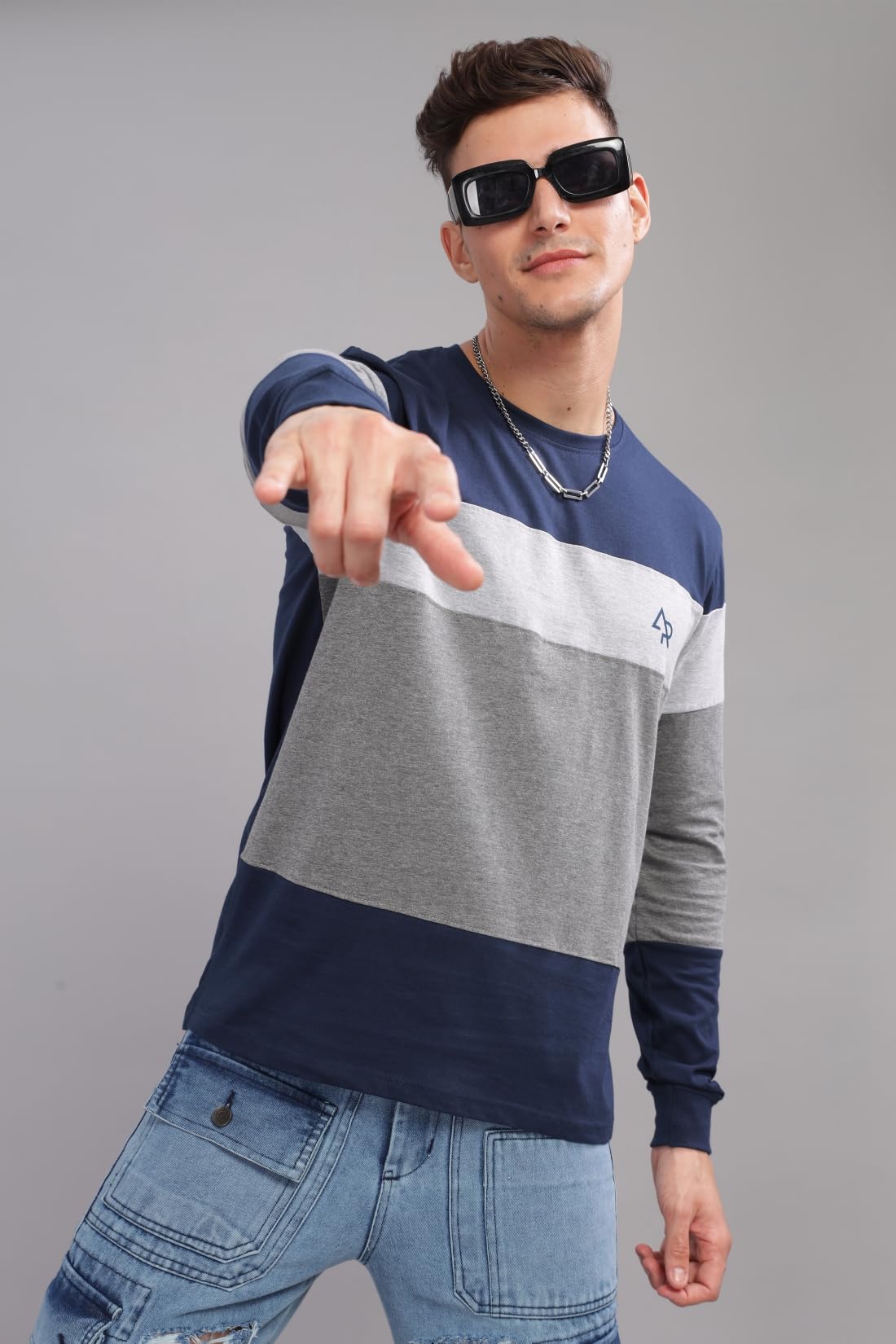 ADRO Full Sleeve Tshirt for Men | Colorblock T Shirt for Men | 100% Cotton Tshirt | Full Sleeve T-Shirt | Mens Full Sleeves T Sh