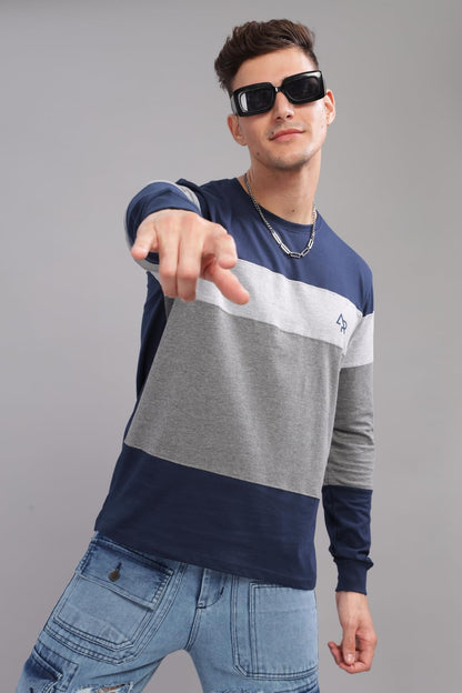 ADRO Full Sleeve Tshirt for Men | Colorblock T Shirt for Men | 100% Cotton Tshirt | Full Sleeve T-Shirt | Mens Full Sleeves T Sh