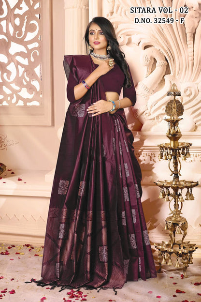 Pujia Mills Womens Banarasi Jacquard Silk Saree with Rich Pallu