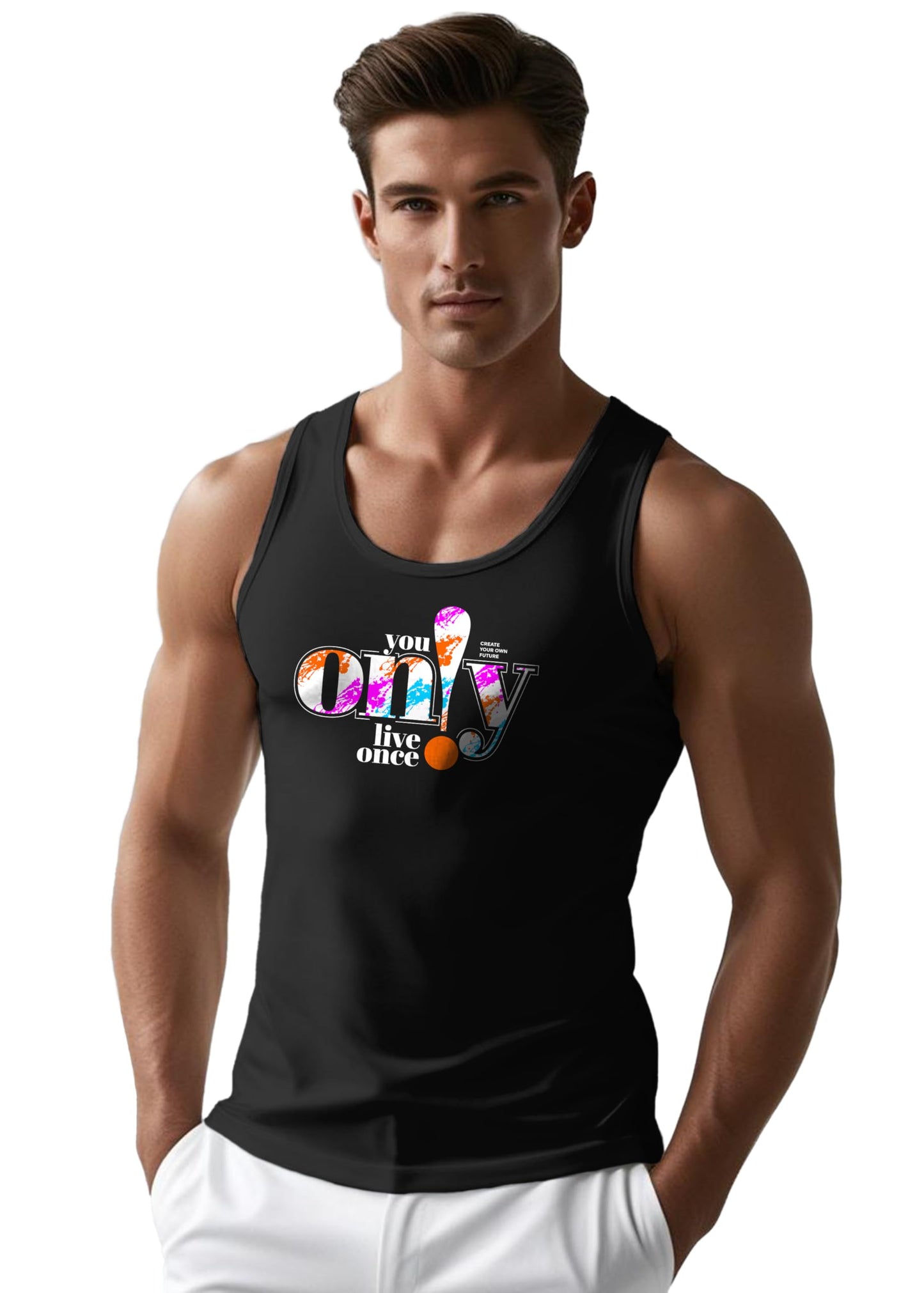 Peppyzone Mens Printed Regular Fit Vest (TT-Trendy-19_Black3