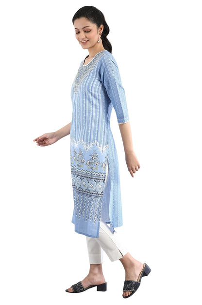 Aurelia Women's Cotton Blend Printed Regular Kurta
