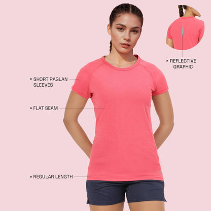 Enamor Womens Solid Slim Fit T-Shirt (E089_Raspberry Melange