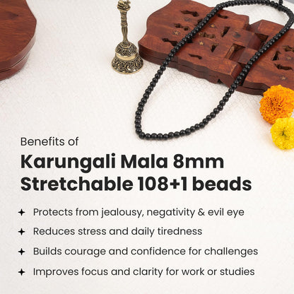 Astrotalk Stretchable Karungali Malai 8mm | Karungali Malai Original 108+1 Beads for Protection & Peace | Stretchable Jap Mala | Unisex Spiritual Mala | Gift for Man & Woman | Premium Gift Box