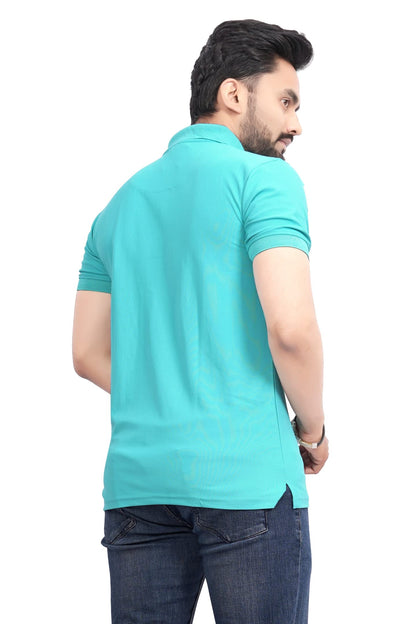 More & More MenS Solid Regular Fit Polo Sea Green