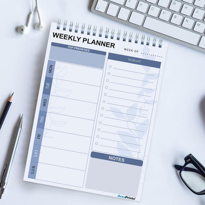 Accuprints A5 To Do List Notepad - Daily Planner Undated 50 Sheets/100 Pages Tear Off, 5.8 X 8.2 | Planning Memo Pad | Checklist