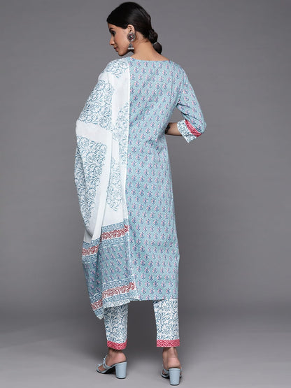 Libas Womens Cotton Kurta Sets (33204O_Blue