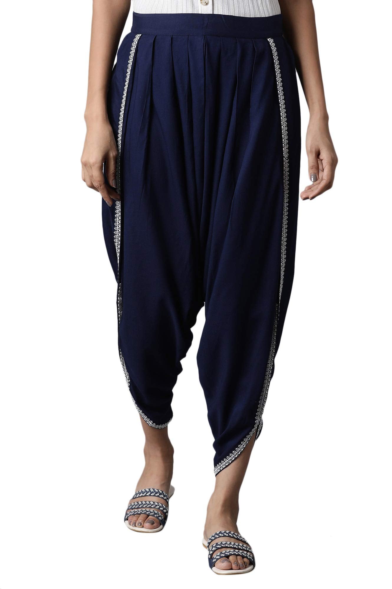 W Pure Cotton Strechable Draped Pants for Women | Pure Cotton Draped Pants for Women | Trousers for Women | W for Woman