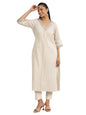 Libas WomenS Cotton Self Design Straight Kurtas (29469Or Off White