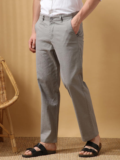 Dennis Lingo Men Grey Solid Straight fit Trousers