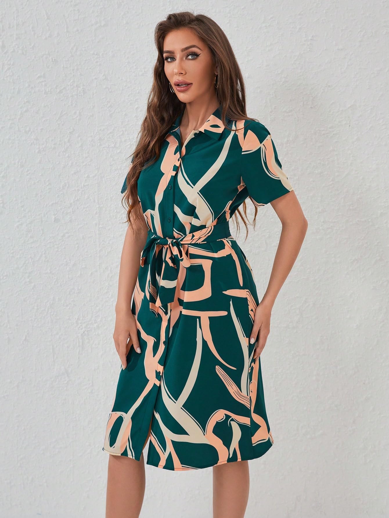 Shasmi WomenS & GirlS Dress For Women L One Piece Dress For Women L Beach Dress For Women, Solid Printed Tie Front Collared V